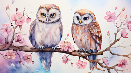 Cute watercolor owl