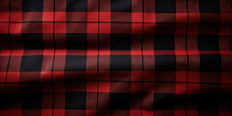 red and white checkered fabric, Red and black buffalo plaid pattern. Lumberjack background. Classic red Scottish gingham pattern texture.