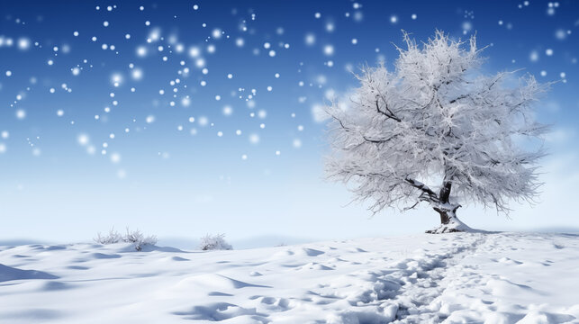a snowy winter scene, 3d images