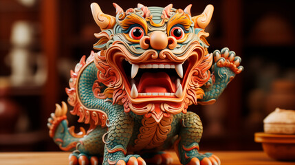 Obraz premium Figurine Chinese dragon design. 2024 Year of the dragon chinese celebration.