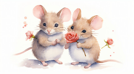 Cute watercolor mouses