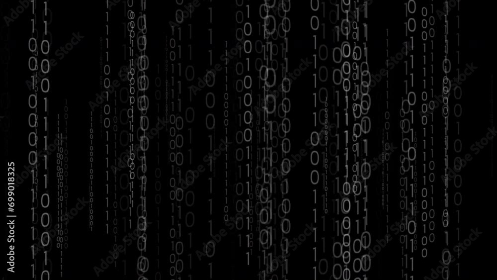 Wall mural cyberspace binary matrix digital bits 0 1 code technology rain. digital futuristic abstract particle