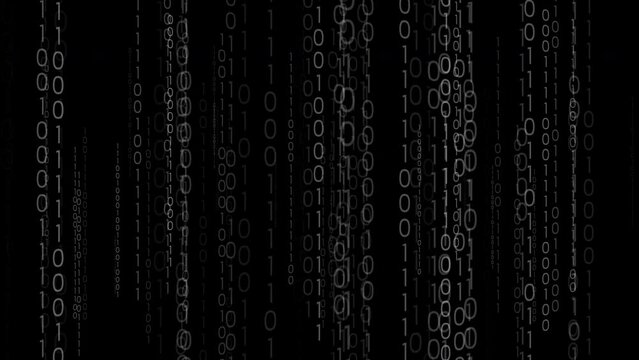 Cyberspace binary matrix digital bits 0 1 code technology rain. Digital futuristic abstract particles cyberspace background.