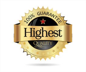 Premium Quality golden badge isolated on white background vector illustration 