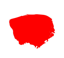 Hand drawn red color ink paint brush strokes isolated text design quote or text information. Graphic elements painted for text information, ads, offer, big, splatter stains, paintbrush, overlay.