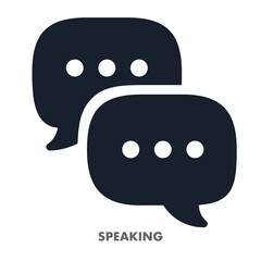 Speaking icon black color flat style isolated on white background for education test, online school, language skills vector 10 eps