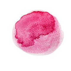 Abstract pink watercolor splash spot. Hand painted isolated on white background. For banner, logo