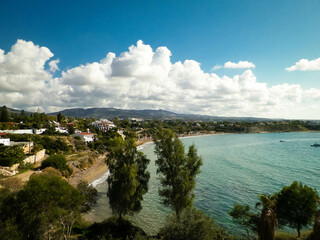 Fototapeta na wymiar Coral Bay on Cyprus. Touristic atraction.