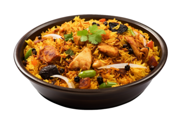 Biryani, transparent background, isolated image, generative AI
