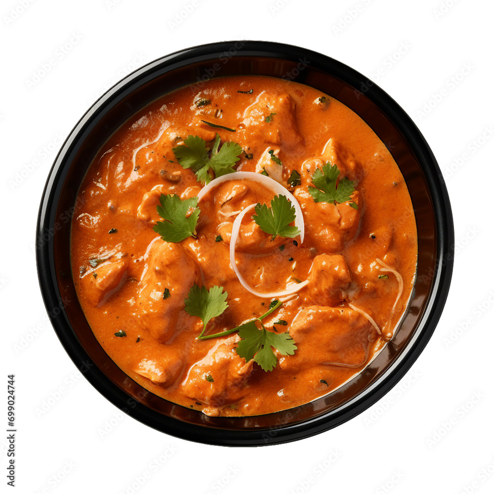 Wall mural Butter Chicken, top view, transparent background, isolated image, generative AI