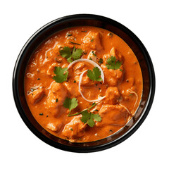 Butter Chicken, top view, transparent background, isolated image, generative AI