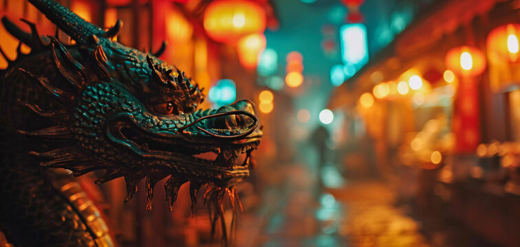 Chinese dragon, movie shot, cinematic style, Generative AI