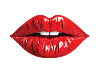 Sensual red lips isolated on white, beauty symbol, vector illustration generated by AI
