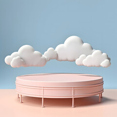 3d rendering of product stage and clouds.