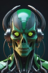 green Alien DJ takes the stage at neon-lit nightclub