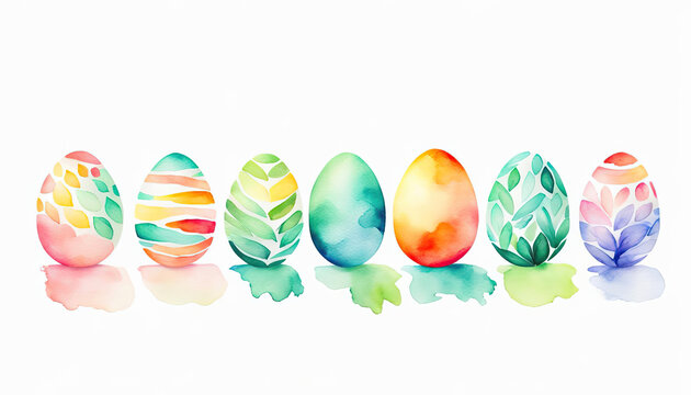 Beautiful abstract easter eggs with texture on white with copy space
