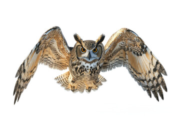 owl flying isolated on white.