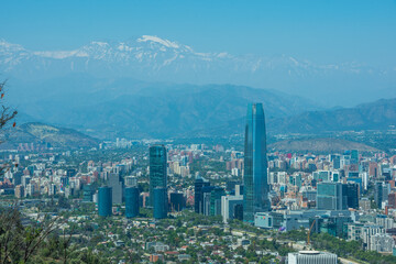 Santiago de Chile, Chile, November, 19, 2023: View of Sky Costanera tower