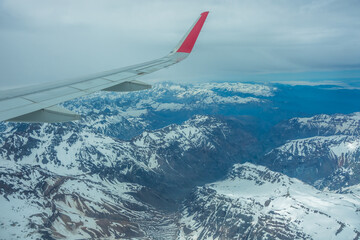 Aerial view of the Andes Mountains - Santiago de Chile, Chile