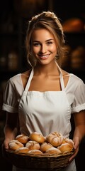Cute woman dressed as Baker Smiling