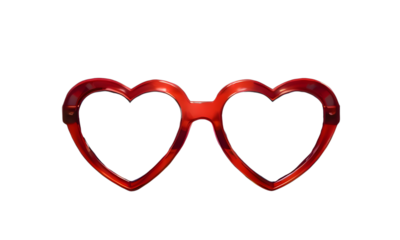 Red heart shaped sunglasses summer illustration,  isolated on transparent or white background, png