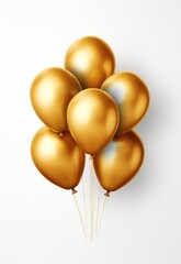 gold balloons isolated on white background