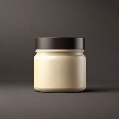 A cream jar for product mockup on a soft dark background