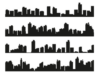 city skyline. City skylines vector illustration. Urban cityscape silhouettes vector illustration. Night town skyline or black city buildings isolated on white background