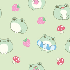 Cute Frogs Seamless Pattern Design