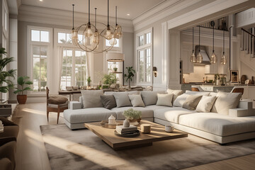 modern classic interior in light colors