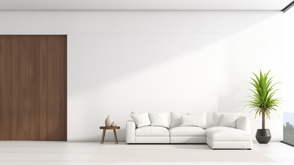 Fototapeta na wymiar Minimal style Modern white living room with blank white wall for copy space 3d render