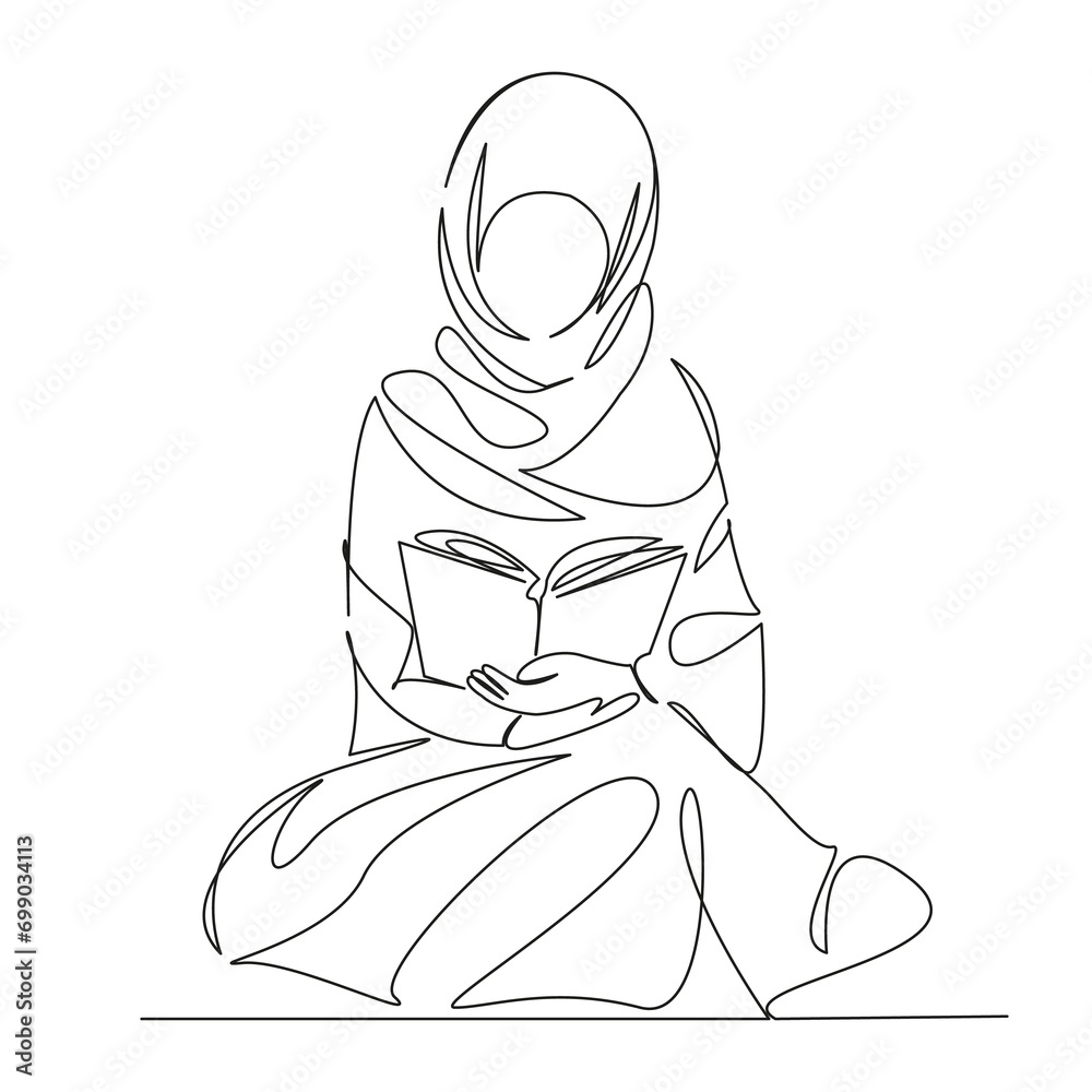 Canvas Prints muslim woman praying and reading the koran