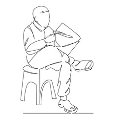 pensioner man reading a newspaper