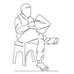 pensioner man reading a newspaper