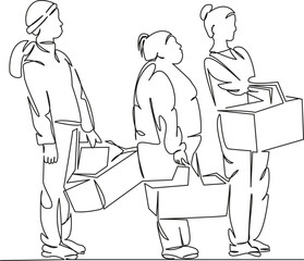 people standing in line at the store