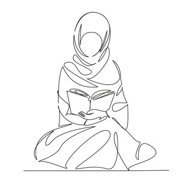 woman reading book, line art clip art preview