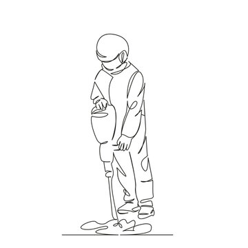 single line worker using jackhammer clip art preview