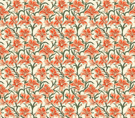 Image of floral red pattern seamless peony printed on Printed Glass Splashbacks