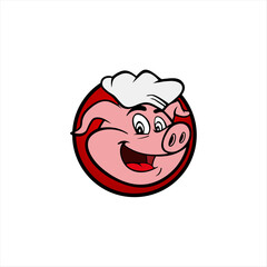 Logo Cartoon Character. A cute and modern Pork Barbeque Logo Illustration. This could be used in barbeque stations,  and etc.