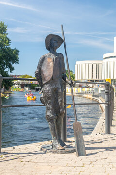 Bydgoszcz, Poland - July 9, 2023: Raftsman of earl czaki sculpture.