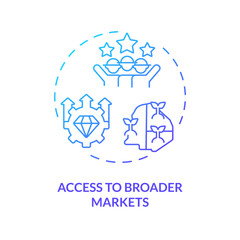 2D gradient access to broader markets icon, creative isolated vector, thin line illustration representing agricultural clusters.