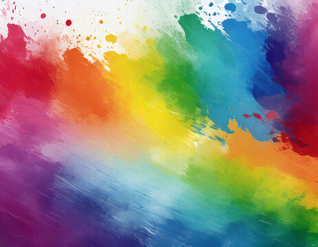 abstract rainbow watercolor background with spots and splashes, art illustration