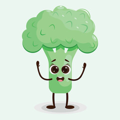 Cheerful cartoon broccoli character