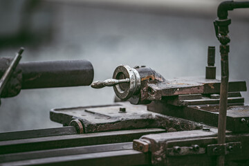 Close up to detail of soviet style old machines