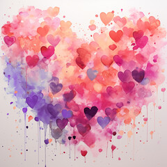 Painted Heart Background of Many Little Hearts