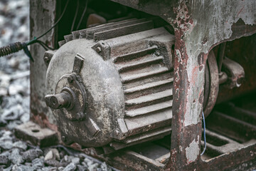 Close up to detail of soviet style old machines