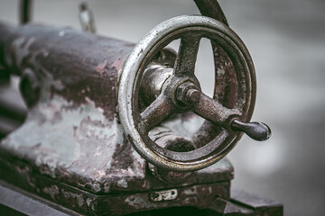 Close up to detail of soviet style old machines