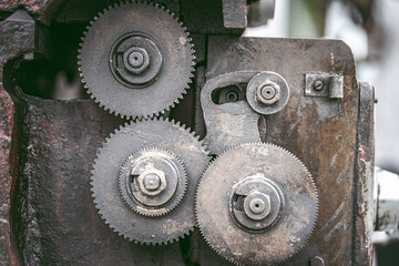 Close up to detail of soviet style old machines