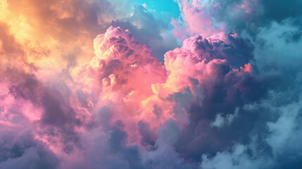 Stunning large colorful clouds. Festive background for Valentine's Day or design.