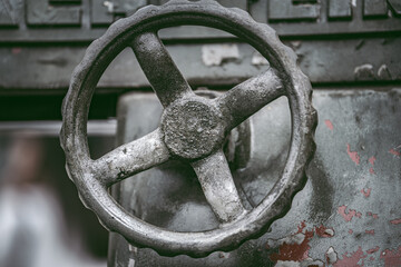 Close up to detail of soviet style old machines